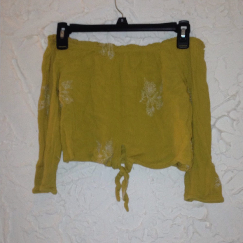 Yellow off shoulder crop top